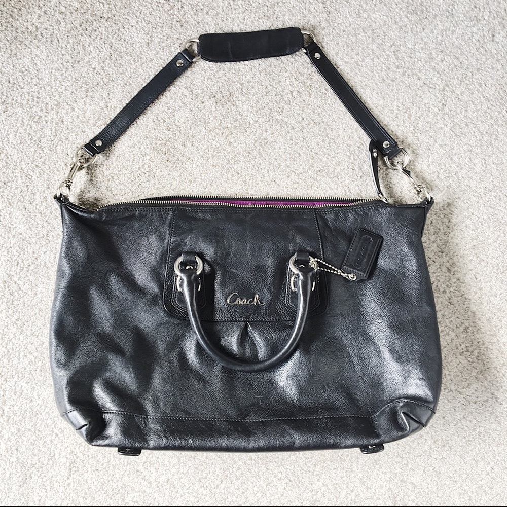 Coach black leather bag